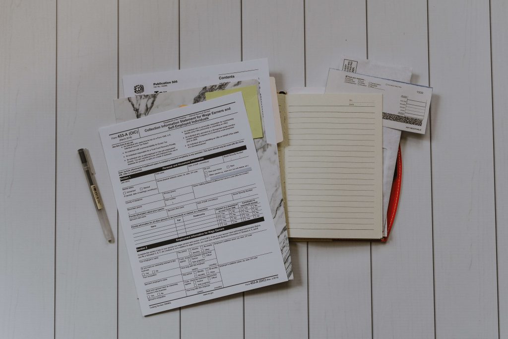 Photo of paperwork laid out applying for a personal loan in Oklahoma City
