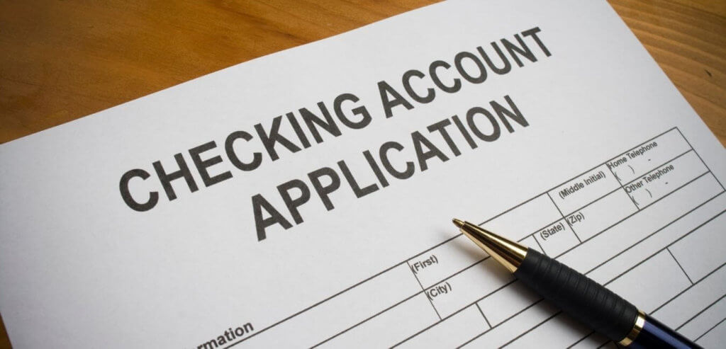 A checking account application form